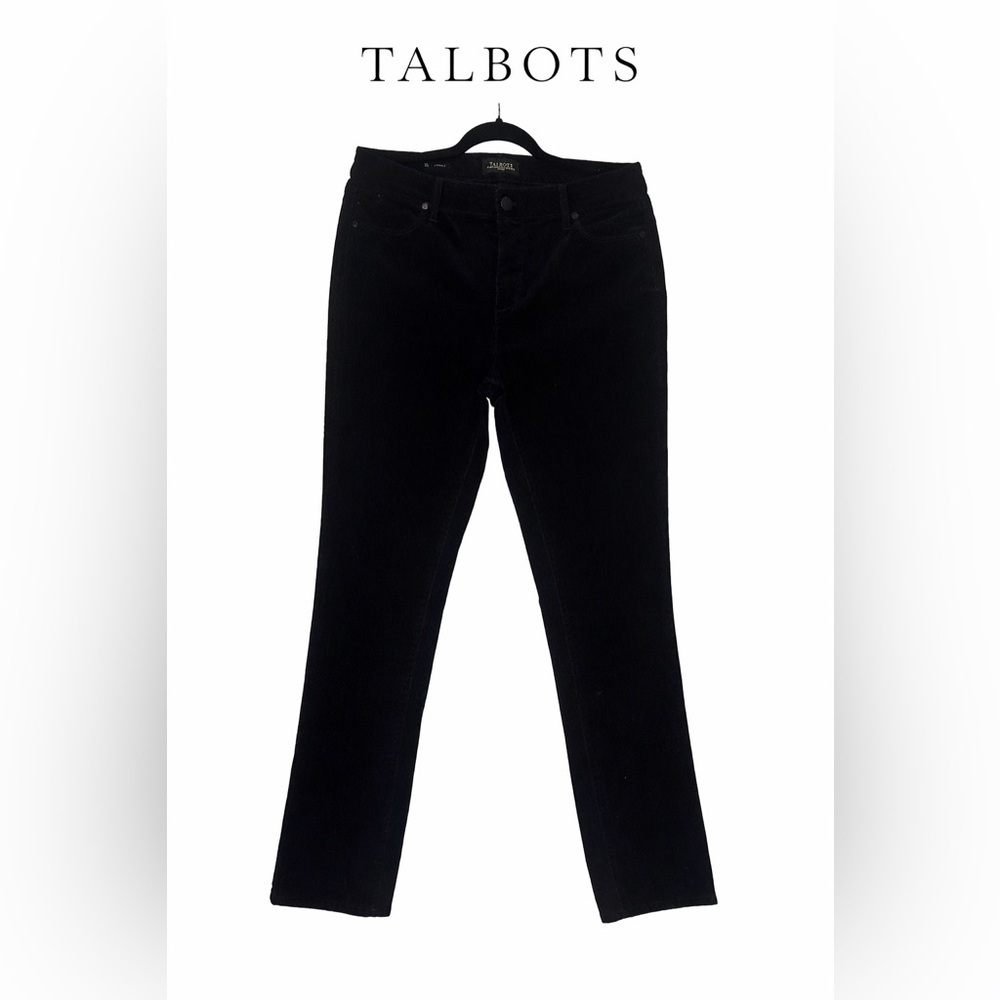Talbots Flawless Five Pocket Black Corduroy Pants 10P Straight High Waist
